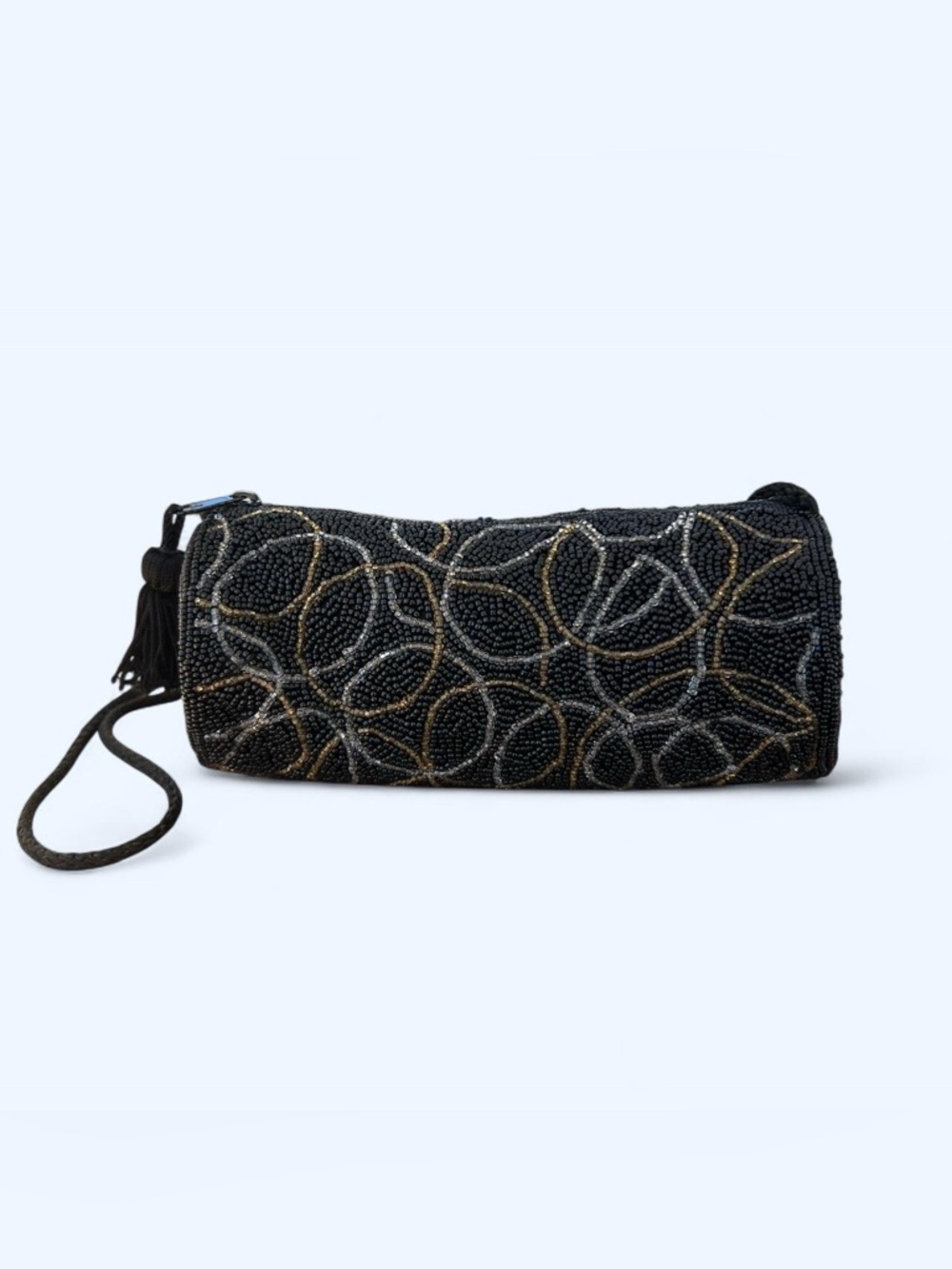 Vintage Saks Fifth Avenue Hand-beaded Black Pill Purse